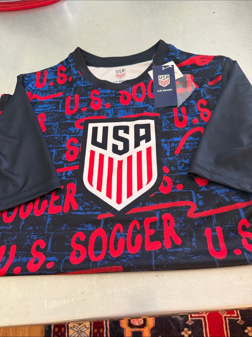 Soccer Men's Short Sleeve Graphic Jersey - Navy & Red